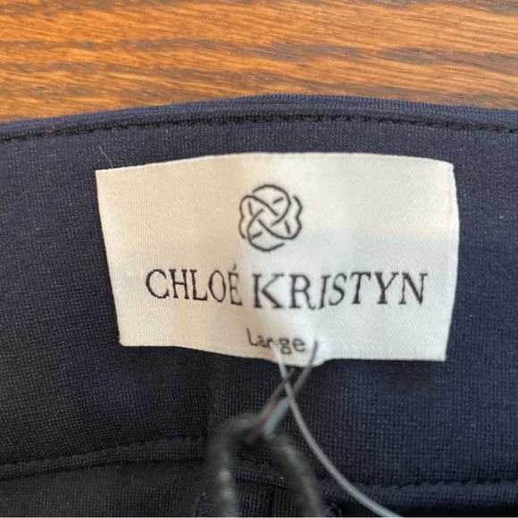 Nwt New Chloe kristyn Women's designer Navy Blue pants l slacks high ris… - Picture 6 of 10